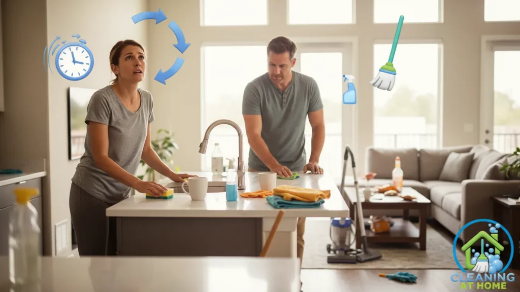 Person cleaning kitchen sink with running water;
